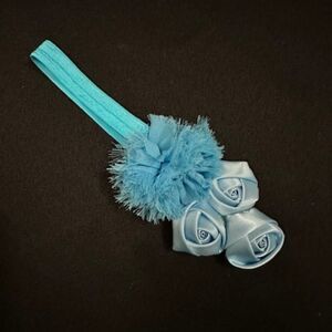 Aqua 5" Deluxe Flower on FOE Headband  7265  Handmade NWT Boutique